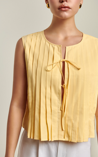 Poppy Tie Front Blouse - Butter Yellow