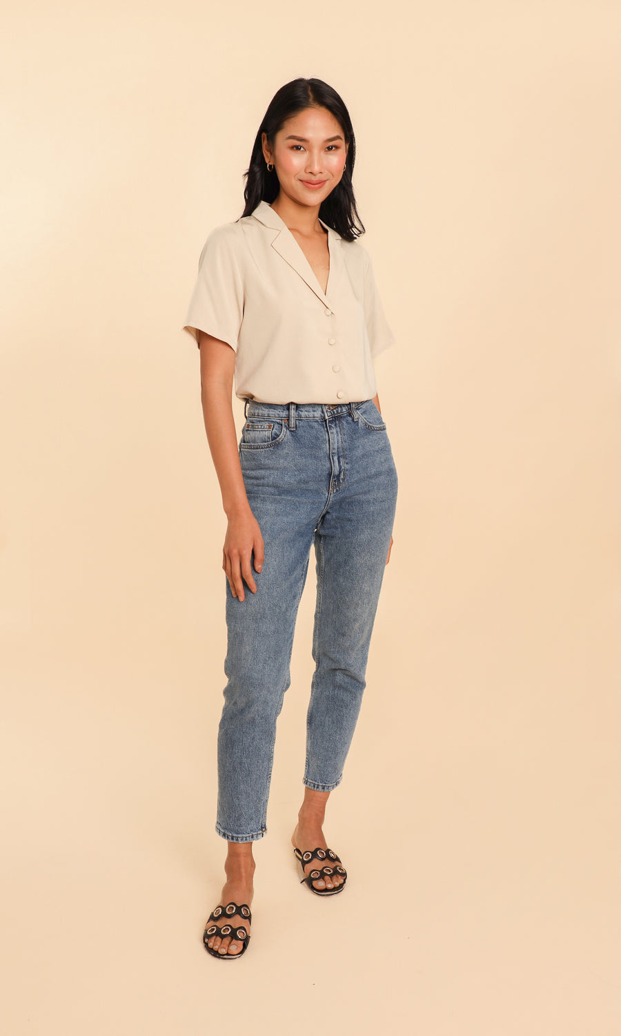 The Billie Cropped Shirt - Champagne