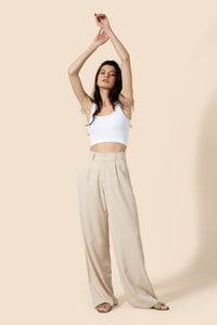 The Willow Wide Leg Pant - Oatmeal