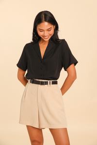 The Billie Cropped Shirt - Black